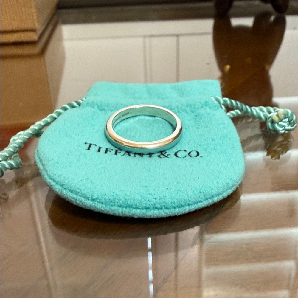 Tiffany & Co. Silver Love Ring with Tiffany Enamel Stripe 6 1/2 - Picture 6 of 8